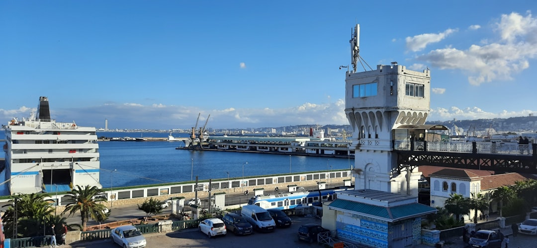a large body of water with a bridge in the background