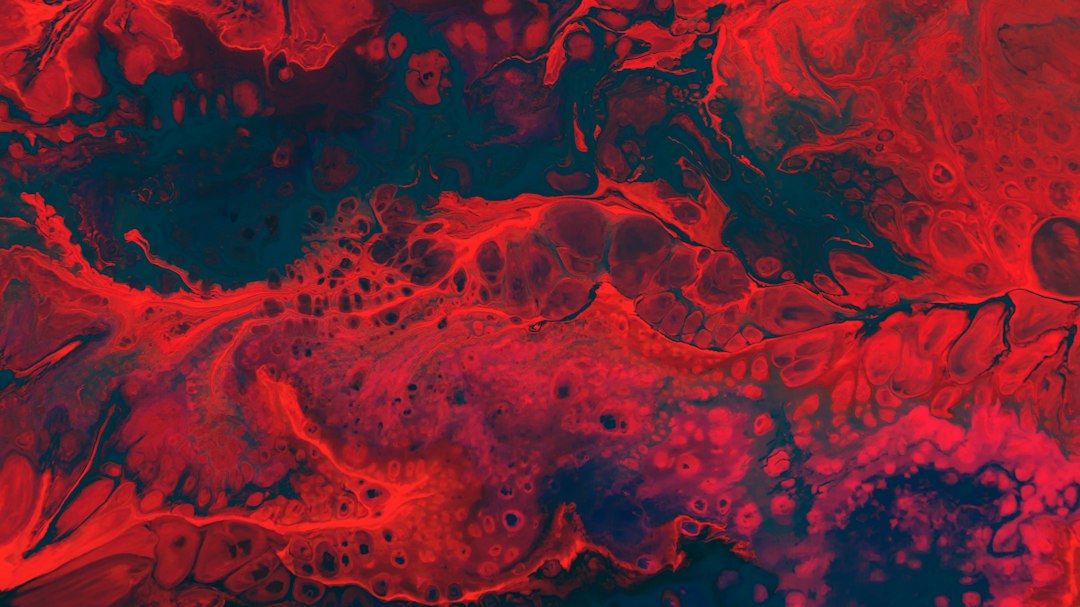 a red and blue abstract painting
